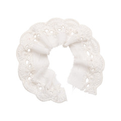 White cotton ribbon isolated on white background. White ribbon bow and curl isolated on white background