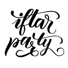 Iftar party modern brush calligraphy isolated on white background. Vector illustration.