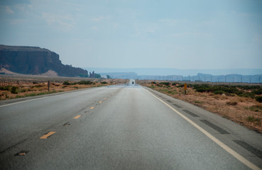 Long straight road in american desert
