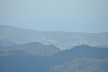 The beautiful natural mountain landscape in the Cyprus massif in the background at sunset