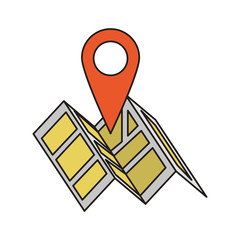 Map and location pin symbol