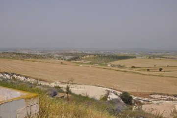 The beautiful natural mountain landscape in the Cyprus massif in the background at sunset