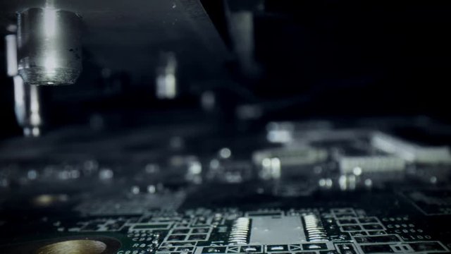 4k Extreme Close-up, Technology Shot of Computer Microchip