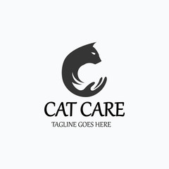 Cat care logo design template. Vector illustration