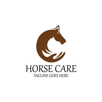 Horse care logo design template. Vector illustration