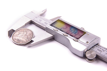 Stainless steel caliper isolated on the white background