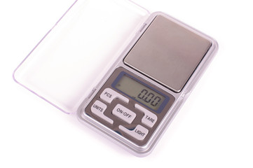 Digital high precision pocket scales isolated on the white background