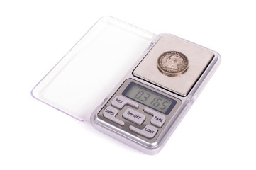 Digital high precision pocket scales isolated on the white background