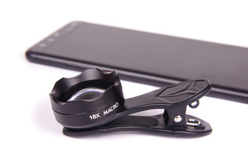 Obraz premium Clip on macro lens for smartphone camera