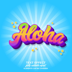 Aloha font effect for summer sticker or banner title