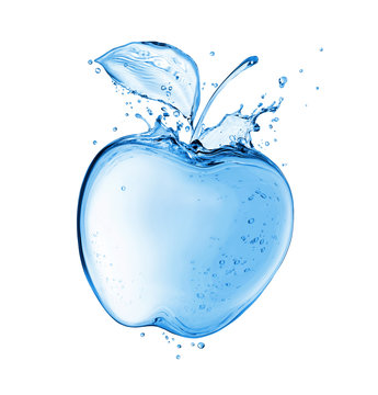 Apple with drops made of water splashes. Concept image isolated on white background
