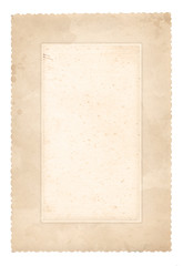 Old photo frame. Vintage paper. Retro card. Isolated on white