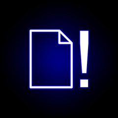 update page, exclamation mark icon in neon style. Can be used for web, logo, mobile app, UI, UX