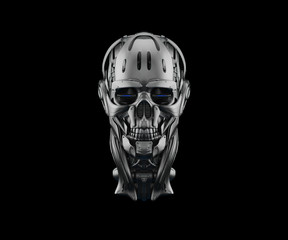 Cyber skull in front 3d rendering