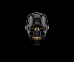 Cyber skull in front 3d rendering