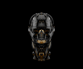Cyber skull in front 3d rendering