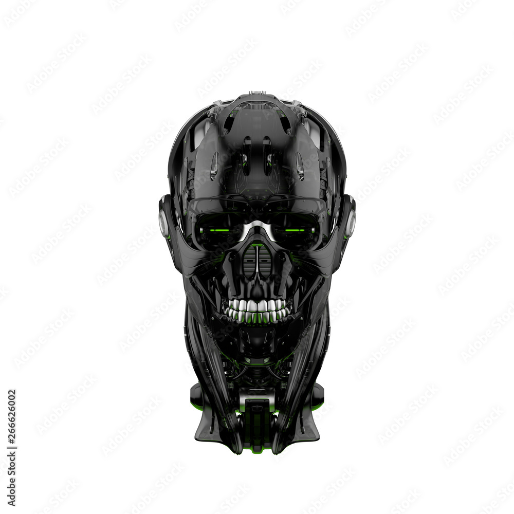 Aufkleber cyber skull in front 3d rendering