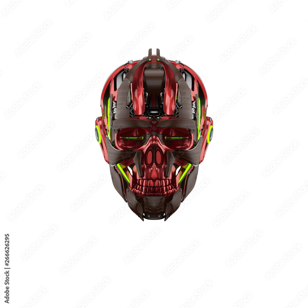 Aufkleber cyber skull in front 3d rendering