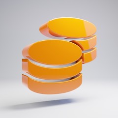 Volumetric glossy hot orange Coins icon isolated on white background.