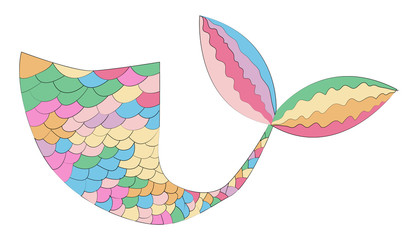 Hand drawn silhouette of mermaid's tail. Graphic tattoo.