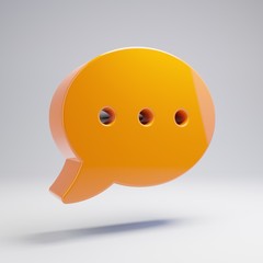 Volumetric glossy hot orange Comment icon isolated on white background.