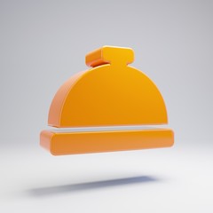 Volumetric glossy hot orange Concierge Bell icon isolated on white background.