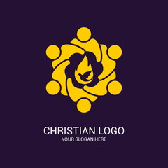Church logo and biblical symbols. The unity of believers in Jesus Christ, the worship of God, participation in the evening of the Lord and the reading of the Holy Scriptures.