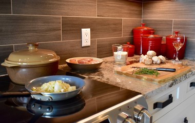 Prepping for organic home cooked meal family dinner