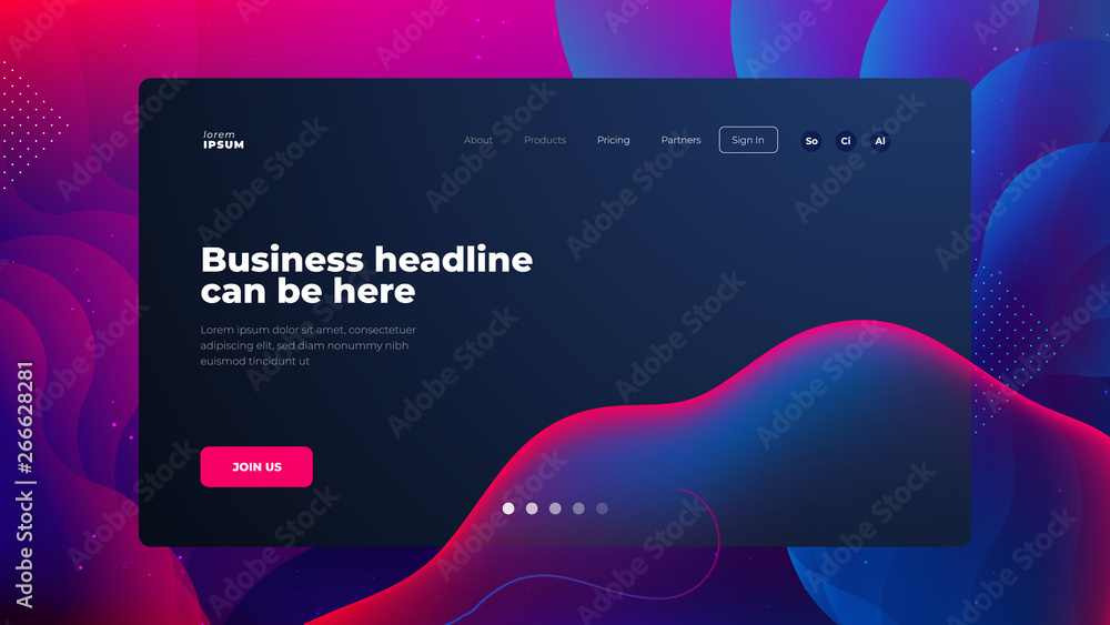 Wall mural dark liquid color background design for landing page site. fluid gradient shapes composition. futuri
