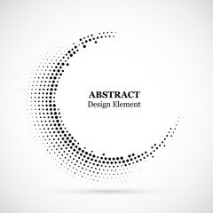 Halftone dotted background circularly distributed. Halftone effect vector pattern. Circle dots isolated on the white background.