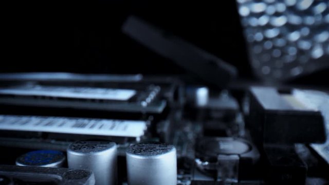 4k Extreme Close-up, Technology Shot of Computer Motherboard