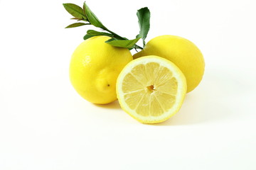 fresh lemon lime citrus fruit in white background