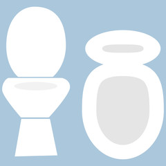 Toilet bowl with toilet paper roll. Simple flat cartoon