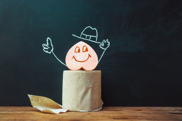 Roll of toilet paper with a smiling heart. Digestion Concept.