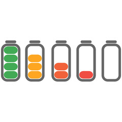 Set of battery indicator icons and charger connector.
