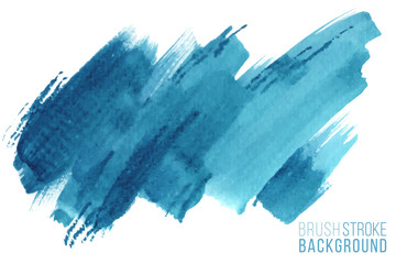 Vector hand drawn watercolor brush stain. Colorful painted stroke. Blue color hand drawn background.