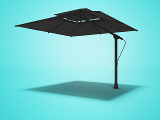 Summer restaurant umbrella 3d render on blue background with shadow