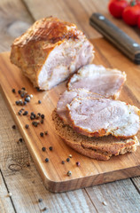Fototapeta na wymiar Sandwich with porchetta - Italian roasted pork
