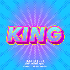King sticker font effect, modern typography for game title or banner