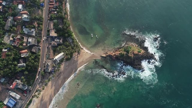 Aerial drone view of island in Sri Lanka 4k