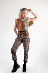 Feeling sexy and fashionable. Elegant sensual girl in fashionable style. Fashionable woman wearing trendy clothes and fashion accessory. Vogue model with fashionable look