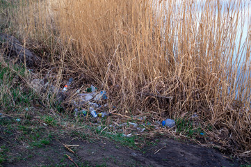 Garbage on the river bank.
