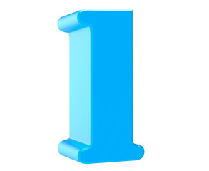 3d blue number 1 on white background 3d rendering
