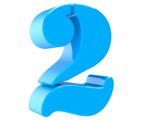 Fototapeta premium 3d blue number 2 on white background 3d rendering