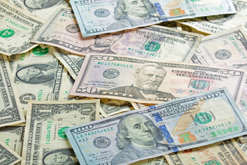 American bank notes for use as a background