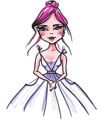 Beautiful ballerina hand drawn, art ,isolated on a white