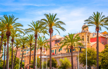 Panoramic view of Genoa in a beautiful summer day, Liguria, Italy