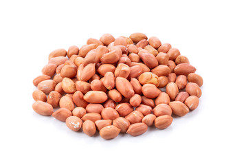 Peanuts on the white background. top view