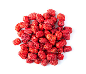 Jujube Chinese dried on white background. top view