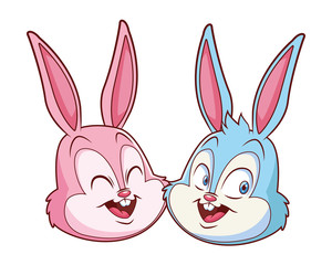 Cute easter bunny happy friends portrait